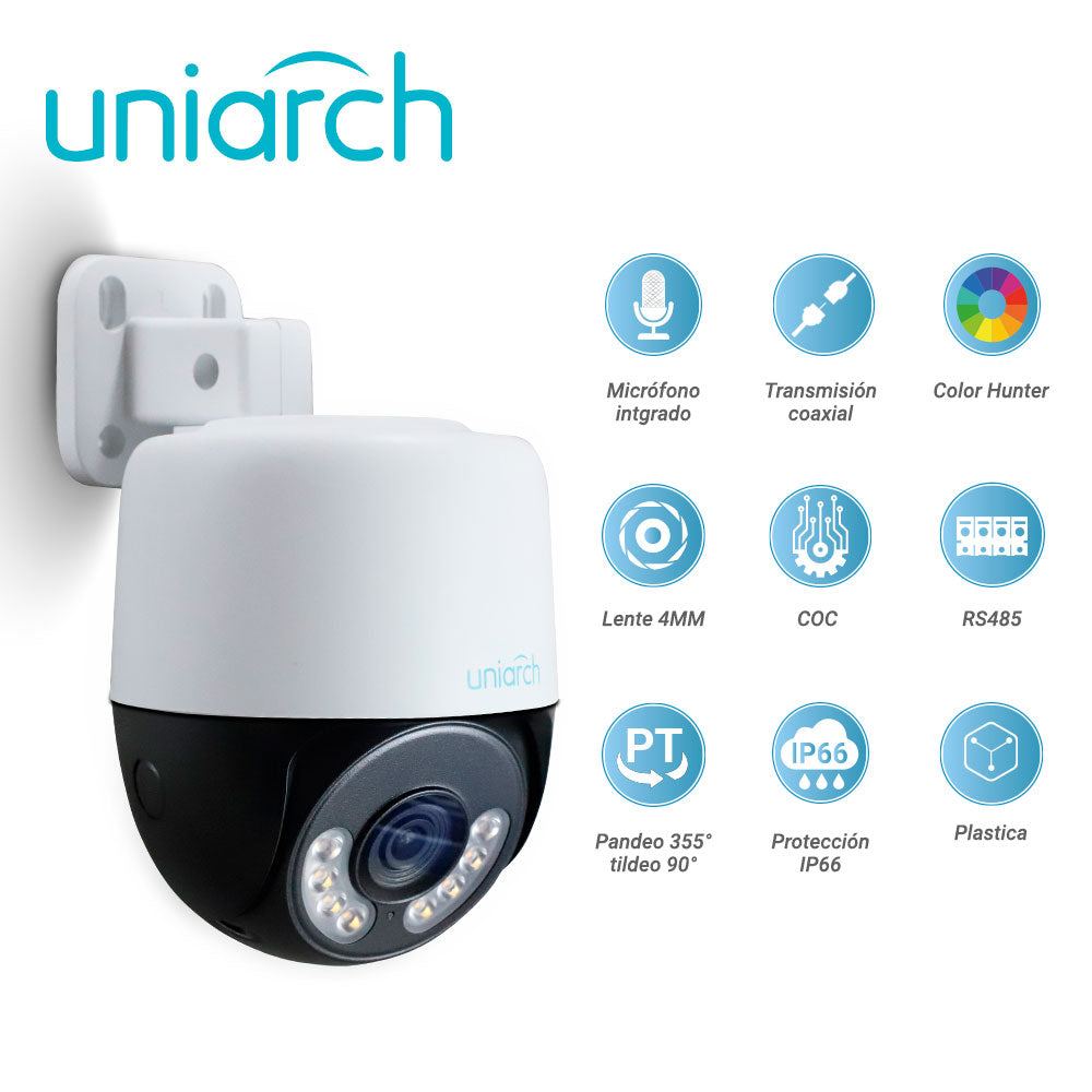 CAMARA HD PT UNIARCH COLORHUNTER UAC-P112-AF40-W / 2MP / TVI/AHD/CVI: 1080P@25fps / LENTE-4MM / DWDR / LUZ-BLANCA30M / M