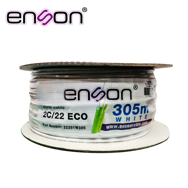 CABLE DE ALARMA ENSON 32201W305 SERIE ECO MULTIFILAR 2C/22 AWG BOBINA DE 305 METROS FORRO PVC COLOR BLANCO PARA USO INTE
