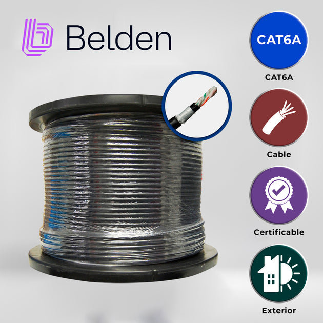 CABLE OSP UTP CAT6A BELDEN OSP6AU 0101000 / EXTERIOR / NEGRO / 500MHZ / 4 PARES / 23 AWG / FORRO POLIETILENO / BOBINA / 