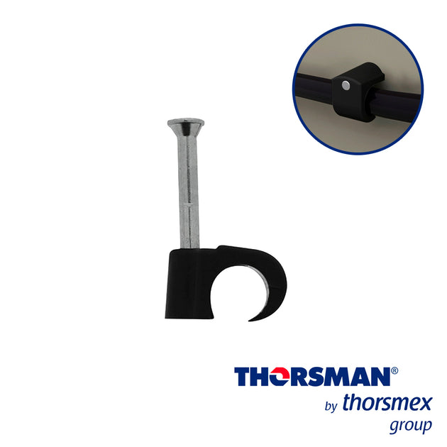 GRAPAS REFORZADA SUJETHOR THORSMAN 3103-00300 TC 7-10 RC 3/4PULG CAJA /100PZAS NEGRO, IDEAL PARA CABLE UTP, CLAVO GALVAN