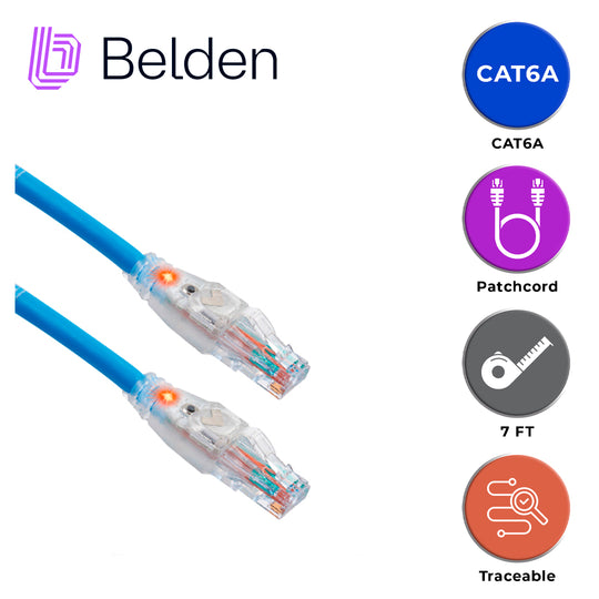 PATCH CORD TRACEABLE UTP CAT6A BELDEN CAT1106007 / INTERIOR / AZUL / 4 PARES / 24 AWG / FORRO PVC / CMR / 7 PIES 2.1 MET