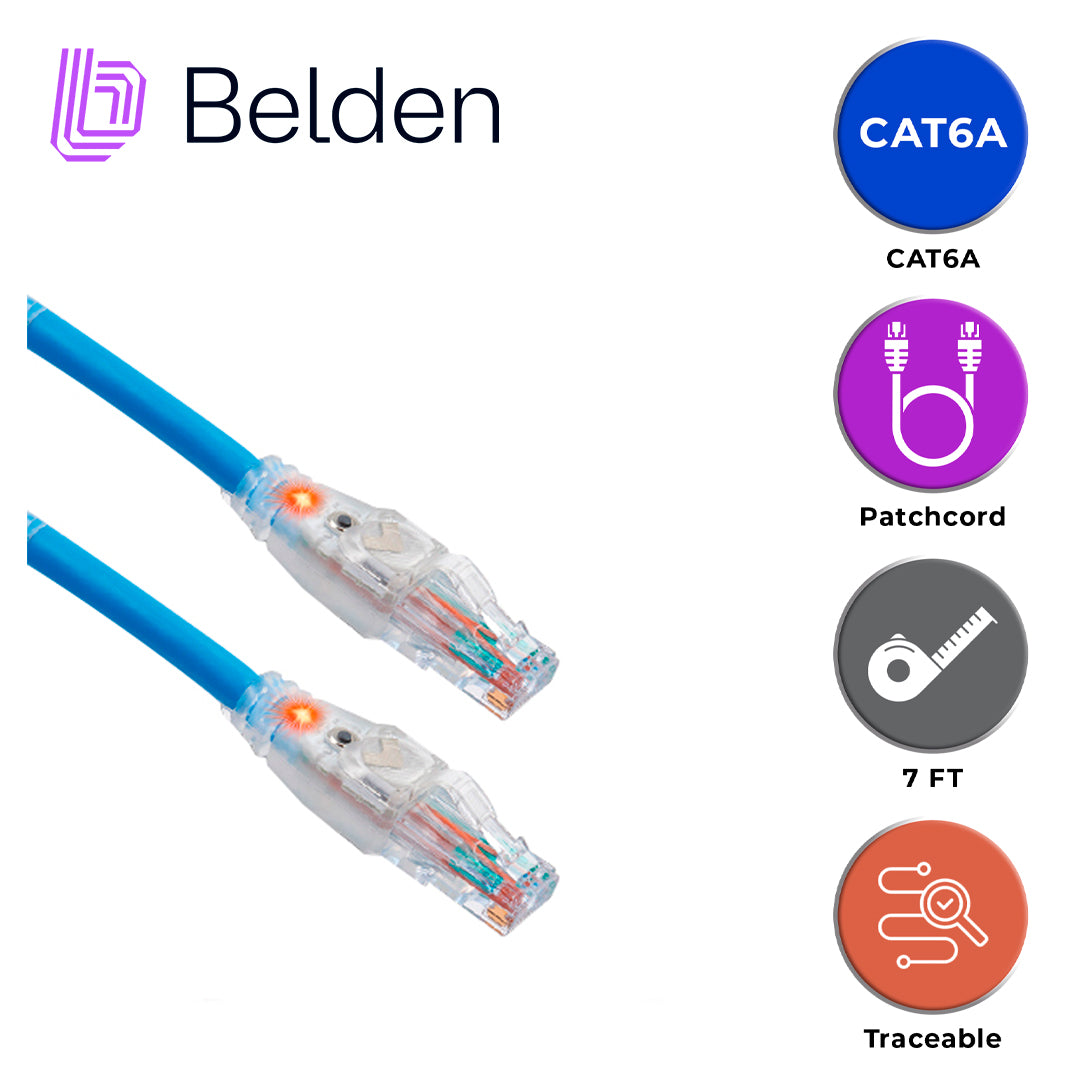 PATCH CORD TRACEABLE UTP CAT6A BELDEN CAT1106007 / INTERIOR / AZUL / 4 PARES / 24 AWG / FORRO PVC / CMR / 7 PIES 2.1 MET