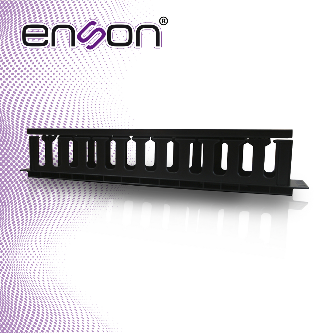ORGANIZADOR HORIZONTAL FRONTAL PARA RACK ENSON ENS-CM24 2UR CON PEINES DE POLICARBONATO TAPA REMOVIBLE Y ABATIBLE PARA M