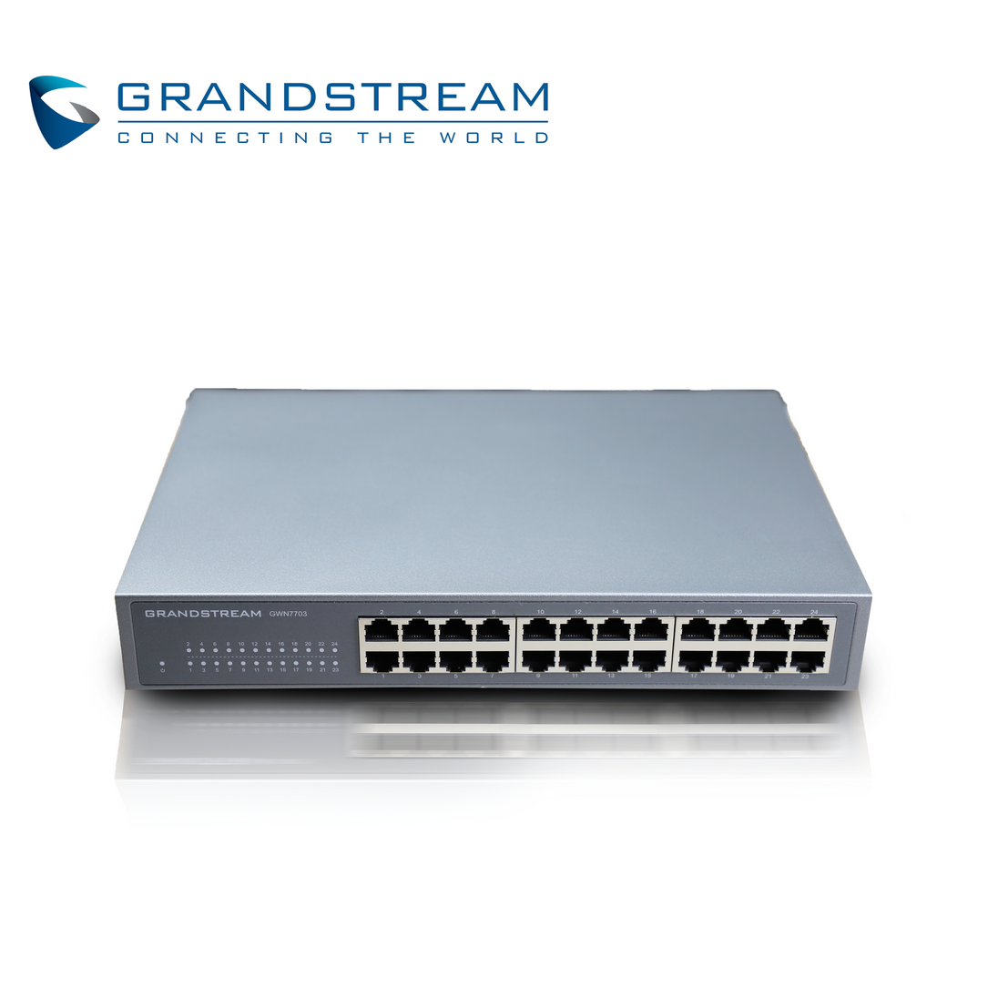 SWITCH NO ADMINISTRABLE GRANDSTREAM GWN7703 / 24 PUERTOS 10/100/1,000MBPS / MONTAJE ESCRITORIO/PARED / ALIMENTACION 100-