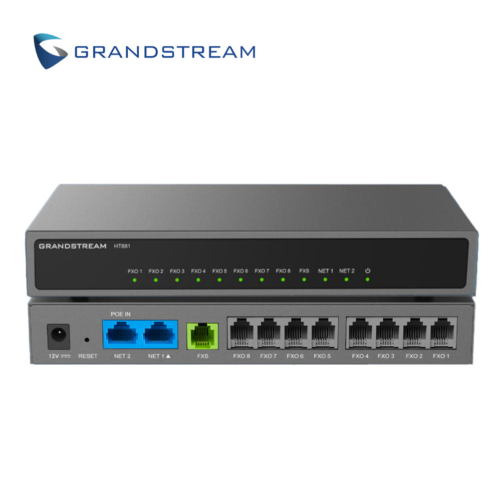 GATEWAY FXO GRANDSTREAM HT881 / 8 PUERTOS FXO / 1 PUERTO FXS / 3 CUENTAS SIP / CONFERENCIA 3 VIAS / SOPORTA FAX / ALIMEN