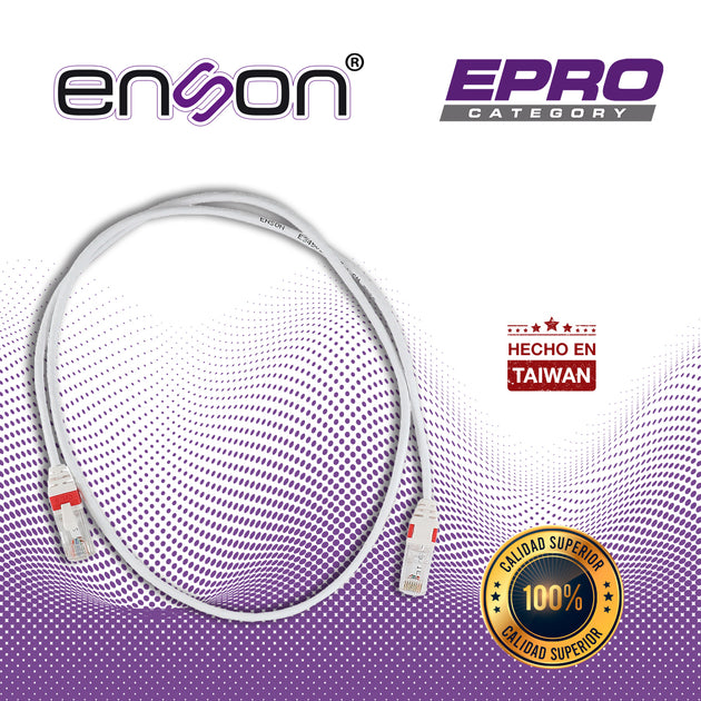 PATCHCORD RJ45 ENSON EPRO-6PC90-WH DE 90CM CAT6 COLOR BLANCO ULTRADELGADO IDEAL PARA TERMINADOS EN PATCHPANEL DE ALTA DE