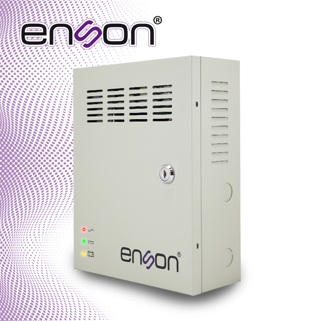 FUENTE DE PODER TIPO CAJA ENSON PSB-1218BACKUP 12VDC 10A 18 CANALES DE 0.5A CADA UNO Y SOPORTE DE BATERIA DE RESPALDO (N