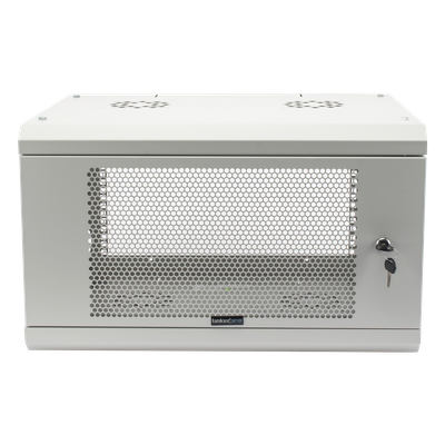 Gabinete de Pared / 6U / 19" / Profundidad 455 mm (1.49 ft) / Carga 80 kg / Acero Reforzado / Puerta Perforada / Color Blanco | SIERRA STORE