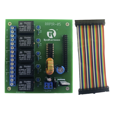 Tablilla interfaz de relevadores / 5 canales / 10A @ 120VCA / Arnés 20x2 pines / 32.8 pies / Raspberry Pi 40 pines | SIERRA STORE