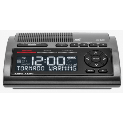 Radio de Alerta Meteorológica / 7 Canales NOAA y Environment Canada / Sirena 85 dB / 25 Ubicaciones Programables / Reloj Dual / Carga | SIERRA STORE