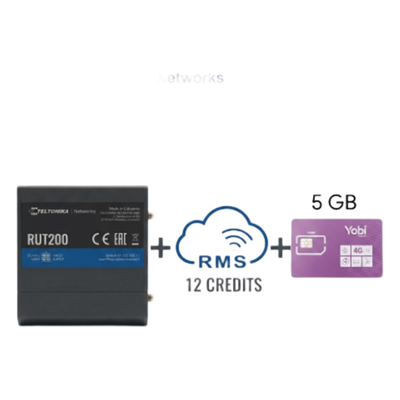 Router Industrial 4G LTE / Cat 4 150 Mbps / Wi-Fi 2.4 GHz / -40°C a 75°C / Gestión RMS / Kit con SIM 5GB/Mes Año | SIERRA STORE