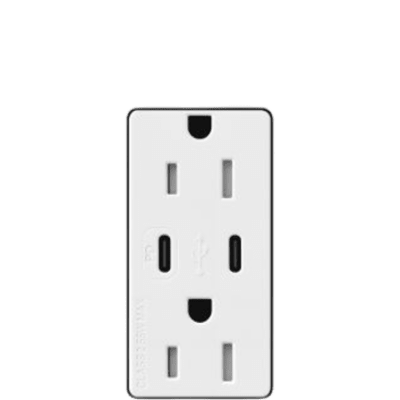 Receptáculo USB Lutron / 15 A 125 V~ / Tipo A+C / Power Delivery 55 W / Tamper Resistant / Claro Satin Midnight | SIERRA STORE