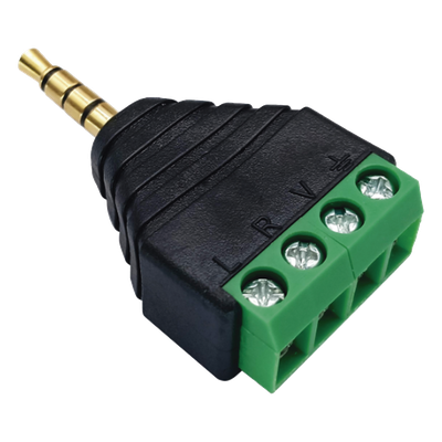 Conector Audio / 3.5mm Macho 4 Polos / Terminal Tornillo 4 Pines / Chapado Oro / 28-16 AWG | SIERRA STORE