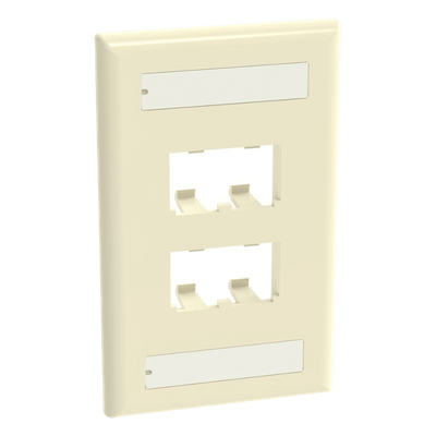 PANDUIT CFPL4EIY - Placa de Pared Vertical / 4 Puertos Mini-Com / Diseño Plano / Con Espacios para Etiquetas / 2.75 x 4.5 in / ABS | SIERRA STORE