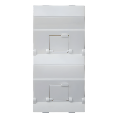 Placa Voz y Datos Inclinada / 2 Puertos RJ45 Keystone / Guardapolvos Integrados / 108×52 mm / Termoplástico | SIERRA STORE