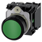 Botón 3SU11000AB401BA0 Sirius 22mm, Color Verde, Incluye soporte y contacto N...