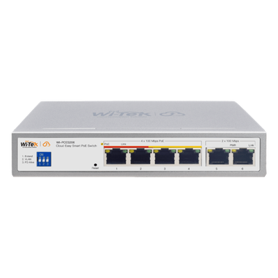 Switch PoE / 4 Puertos 10/100 Mbps PoE af/at / 2 Puertos Uplink 10/100 Mbps / Presupuesto 60 W / Alcance PoE 250 m (820.2 ft) / ONVIF | SIERRA STORE