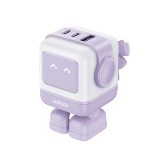 Cargador RobotGaN de 65W Serie UNO | 3 Puertos de Carga Rápida | 2 USB-C | 1 USB-A | PD 3.0 | QC 4.0 | Carga Inteligente |...