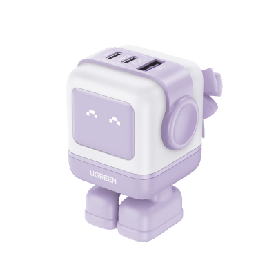 Cargador RobotGaN de 65W Serie UNO | 3 Puertos de Carga Rápida | 2 USB-C | 1 USB-A | PD 3.0 | QC 4.0 | Carga Inteligente |...