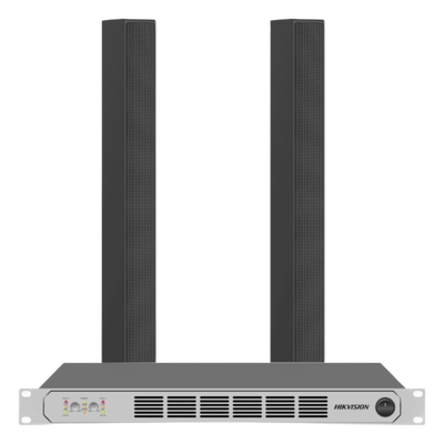 HIKVISION DSQAPKIT2 - Kit Amplificador Clase D / 2×250W @ 8Ω / 4 Entradas XLR / 4 Salidas Speakon / 2 Bocinas Columna 150W / Respuesta | SIERRA STORE