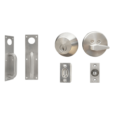 Kit de Herraje para Puerta / Jaladera 30 cm (11.8 in) / Cerrojo B500P con Llave Mariposa / Pestillo de Bola Ajustable / Acero | SIERRA STORE