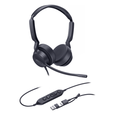 Diadema Alámbrica Profesional / Audio HD / Cancelación de Ruido con IA / USB-C/A / Certificación Microsoft Teams / Binaural | SIERRA STORE