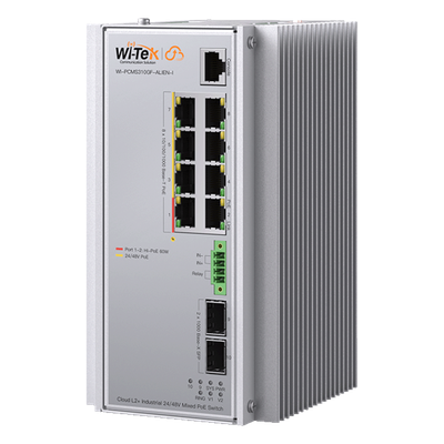 Switch Industrial Administrable / 8 Puertos PoE Gigabit / 2 SFP / 240 W / -40 a 80 °C / 6 kV Protección | SIERRA STORE