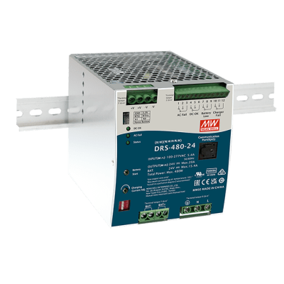 Fuente de Poder Industrial / 480W / Salida 24Vcc 20A / Cargador de Baterías Integrado / Riel DIN / Entrada Universal 90-305Vca | SIERRA STORE