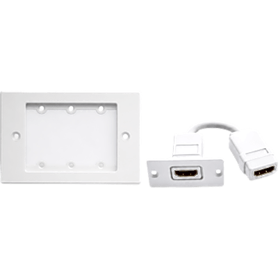 Kit Wall Plate HDMI | Frame 1 Gang METAL Versión USA | Inserción HDMI Espacio Simple | Incluye Inserciones en y Tornillos | Blanco | SIERRA STORE