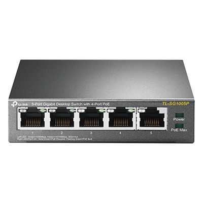 Switch de Escritorio / 5 Puertos Gigabit / 4 Puertos PoE 802.3af/at 65W / PoE Extendido 250m (820 pies) / Sin Ventilador | SIERRA STORE