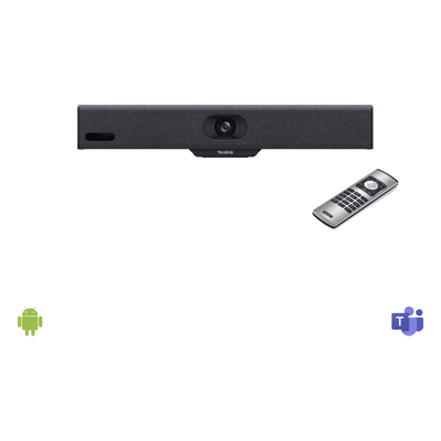 Barra de Videoconferencia Todo en Uno / 4K / Lente 120° / 8 Micrófonos MEMS con IA / Auto Framing / Microsoft Teams y Zoom / Android | SIERRA STORE