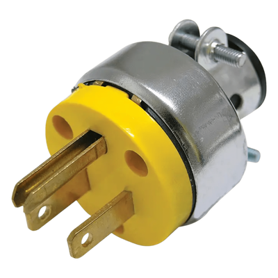 Clavija Blindada con Abrazadera Aterrizada / 15 A / 125 V / 50/60 Hz / ABS-Metal / 37 mm / Amarillo | SIERRA STORE