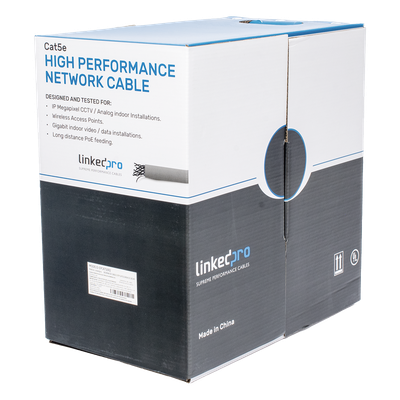 LINKEDPRO BY EPCOM EP-CAT-5E-R2 - Bobina de Cable Cat5e / 305 m (1000 pies) / 24 AWG UTP / CCA / 100 MHz / Gris / Interior | SIERRA STORE