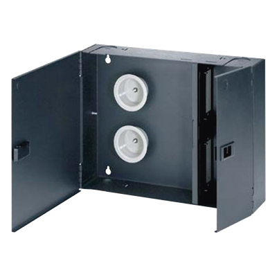PANDUIT FWME4 - Caja de Conexión de Fibra Óptica / Montaje en Pared / 96 Fibras / 4 Placas Acopladoras / Color Negro | SIERRA STORE