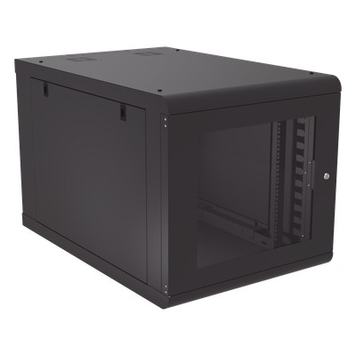 Gabinete de Pared 12U / Profundidad Ajustable 930 mm / Acero Reforzado ANSI/TIA / Carga 100 kg / Cristal Templado / 4 Postes Ajustables | SIERRA STORE
