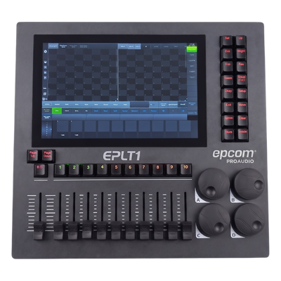 Consola de Iluminación DMX / 8 Universos / Pantalla Multitáctil 10.1" / 10 Faders + 40 Ruedas / Wi-Fi / Flight Case | SIERRA STORE
