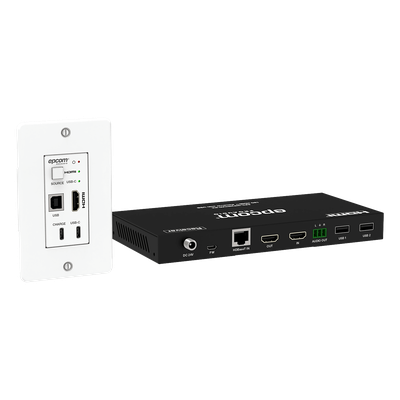 Extensor HDBaseT / 4K@60Hz / 100 m (328 ft) Cat6/6a/7 / Conmutador 2x1 HDMI/USB-C / KVM / PoE | SIERRA STORE