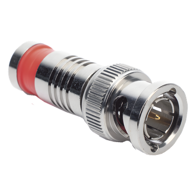 Conector BNC Macho en 75 Ohm, Montaje de Compresión Axial para Cable Coaxial RG-6/U, Níquel/ Oro/ Teflón. | SIERRA STORE