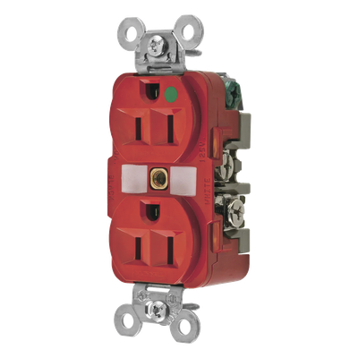 Contacto Dúplex 15 A, 125 V, 2 polos, 3 Hilos, Color Rojo (Nema 5-15R), Grado Hospital. | SIERRA STORE