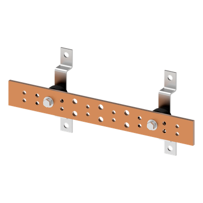 Barra de Tierra para Telecomunicaciones / Cobre Electrochapado / 0.25 x 2.00 x 16.00 pulgadas (6.4 x 50.8 x 406.4 mm) / 12 Puntos de | SIERRA STORE