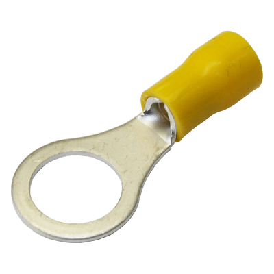 Terminal Tipo Ojo / 1/4" / Calibre 12-10 AWG / Cobre Estañado / Aislamiento Termoplástico / Paquete 25 Piezas | SIERRA STORE