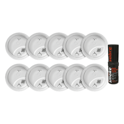 Kit de Detectores de Humo Autónomos / Sensor por Ionización / Alarma 85 dB / Humo Sintético Incluido / Batería Lateral | SIERRA STORE