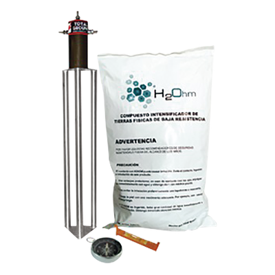 Kit antivandálico de puesta a tierra / 45 A / Resistencia <2 ohm / Electrodo magnetoactivo / Filtro LCR / Compuesto H2Ohm | SIERRA STORE
