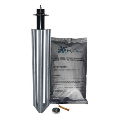 Kit de Puesta a Tierra Antivandálico / 100 A / Electrodo de Acero Inoxidable / Filtro LCR / Compuesto H2Ohm / 1/2" Borne | SIERRA STORE