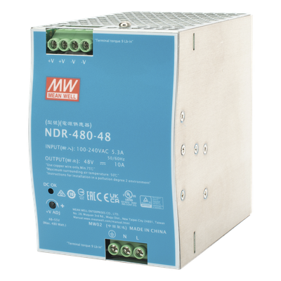 Fuente de Poder Industrial / 480W / 48 Vcc / 10A / Riel DIN / 100-240 Vca / 3.35 x 4.93 x 5.04 in | SIERRA STORE