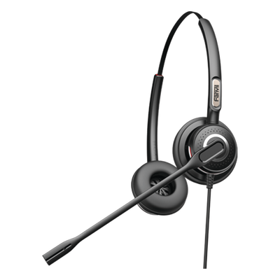 Diadema binaudal (duo) con tecnología antishock para teléfonos IP FANVIL y Polycom con micrófono de cancelación de ruido, larga | SIERRA STORE