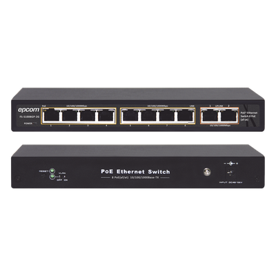 Switch PoE / 100 Metros PoE / 8 puertos 802.3af/at ( 132.5 W ) 10/100/1000Mbps + 2 puertos Uplink | SIERRA STORE