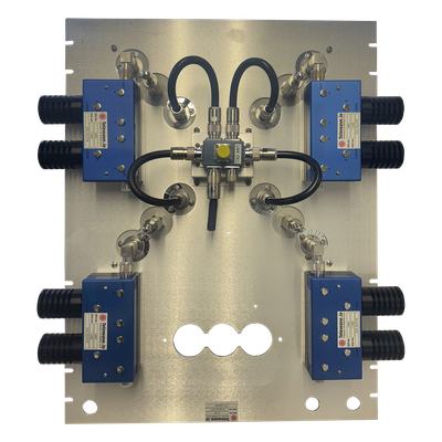 Combinador de Cavidades para Rack 19" / 400-512 MHz / 4 Canales / 8" Diámetro / 250 kHz / 100/150 W / N Hembras / 17.5 x 19 x 26" / | SIERRA STORE