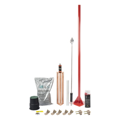 Kit Pararrayo / Punta de Aluminio / Protección 160 m (524.9 ft) / SPTE / Norma NMX-J-549-ANCE-2005 | SIERRA STORE