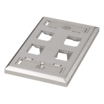 PANDUIT CFPL4SY - Placa de Pared Vertical / Acero Inoxidable Grado 304 / 4 Puertos Mini-Com / 69.8 x 114.3 mm / 2.75 x 4.5 pulg | SIERRA STORE